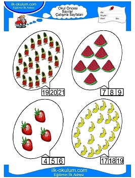 Çocuklar İçin sayı Çalışma Sayfaları 